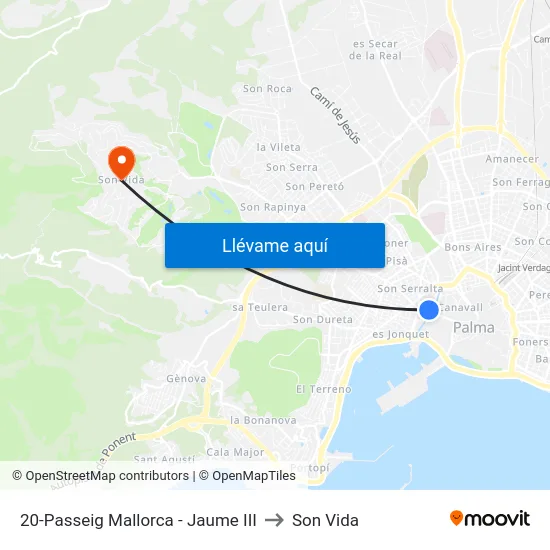 20-Passeig Mallorca - Jaume III to Son Vida map