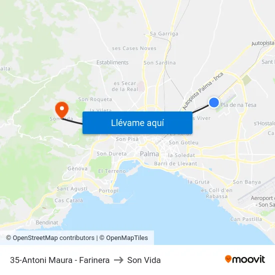 35-Antoni Maura - Farinera to Son Vida map