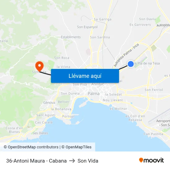 36-Antoni Maura - Cabana to Son Vida map