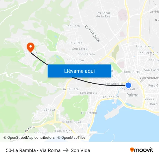 50-La Rambla - Via Roma to Son Vida map