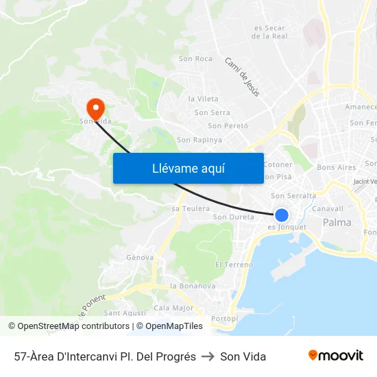 57-Àrea D'Intercanvi Pl. Del Progrés to Son Vida map