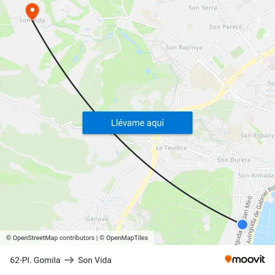 62-Pl. Gomila to Son Vida map