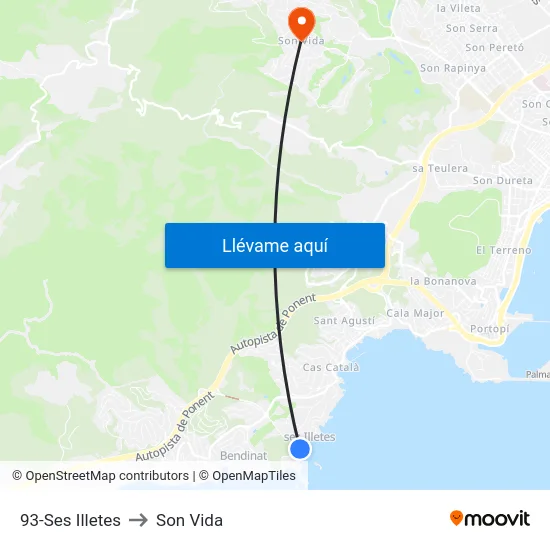 93-Ses Illetes to Son Vida map