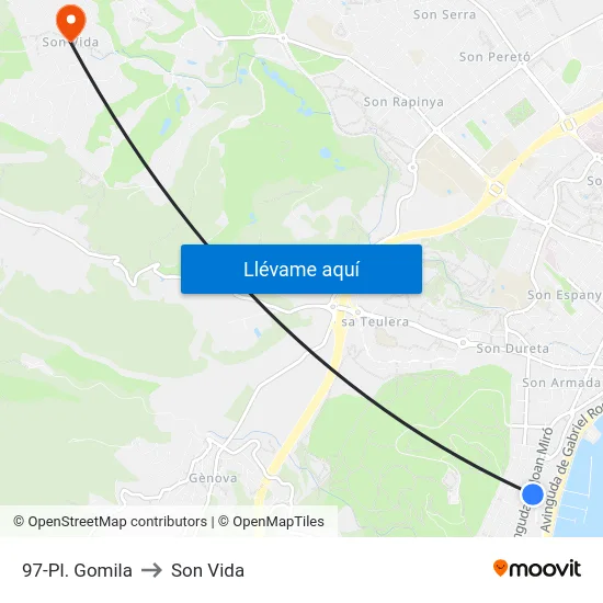 97-Pl. Gomila to Son Vida map