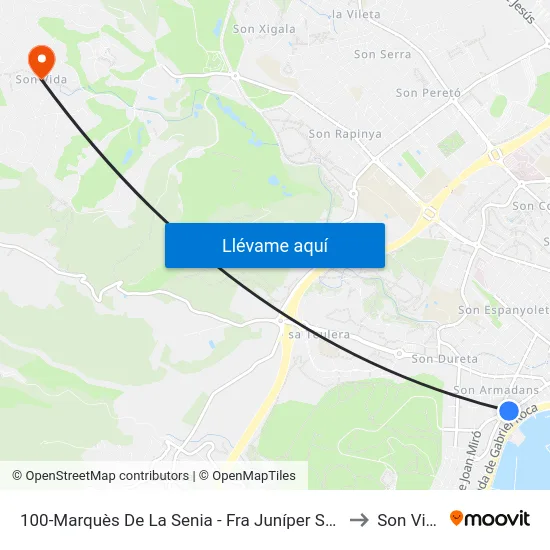 100-Marquès De La Senia - Fra Juníper Serra to Son Vida map
