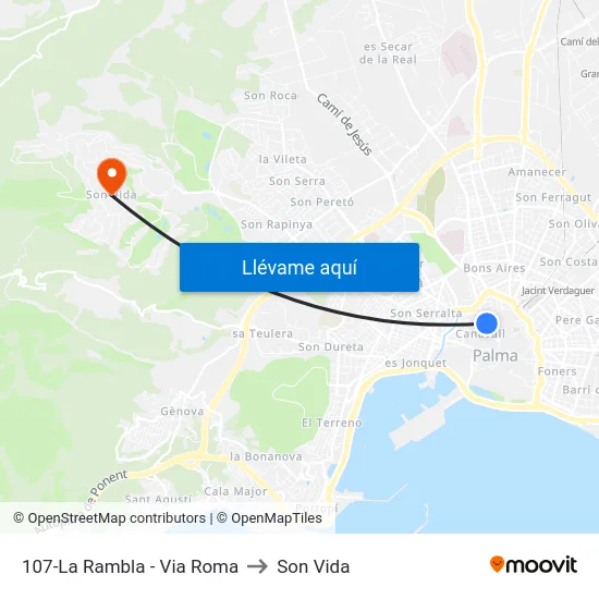 107-La Rambla - Via Roma to Son Vida map