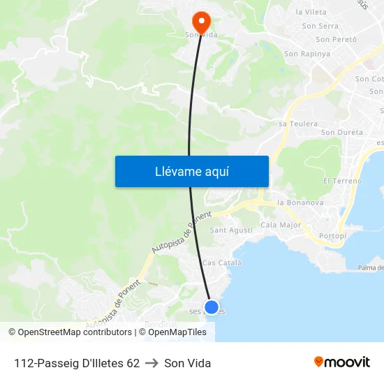 112-Passeig D'Illetes  62 to Son Vida map