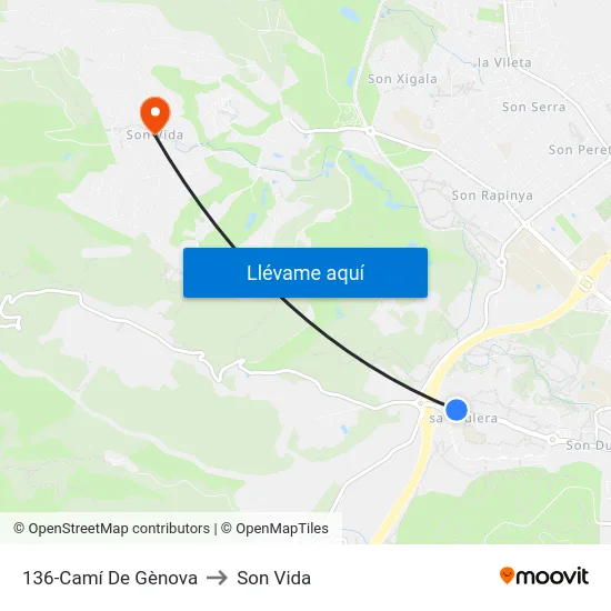 136-Camí De Gènova to Son Vida map