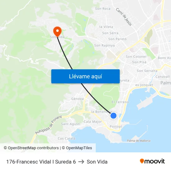 176-Francesc Vidal I Sureda  6 to Son Vida map