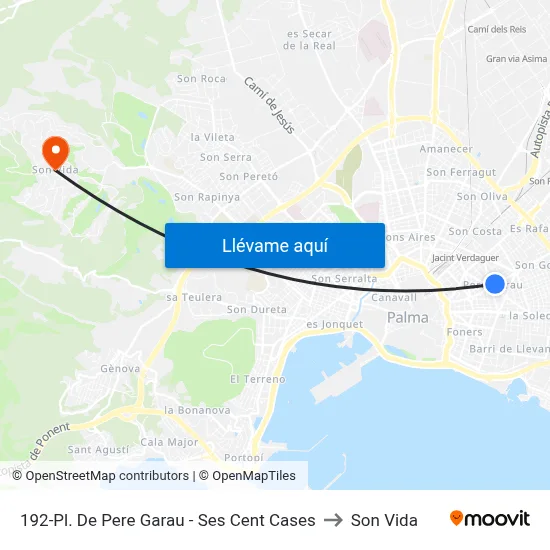192-Pl. De Pere Garau - Ses Cent Cases to Son Vida map
