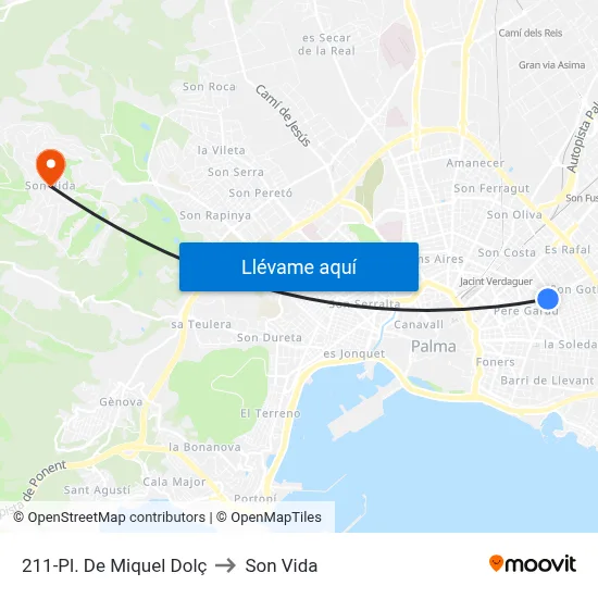 211-Pl. De Miquel Dolç to Son Vida map