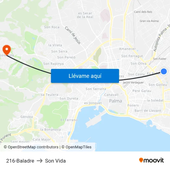 216-Baladre to Son Vida map