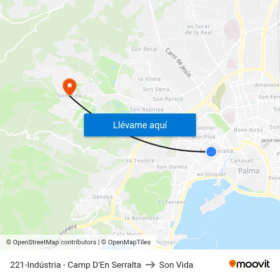 221-Indústria - Camp D'En Serralta to Son Vida map
