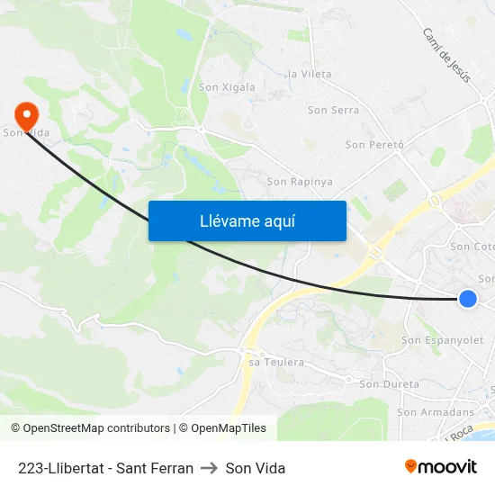 223-Llibertat - Sant Ferran to Son Vida map