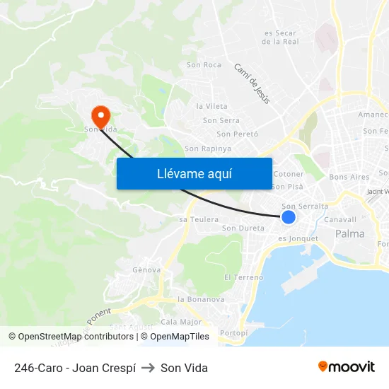 246-Caro - Joan Crespí to Son Vida map