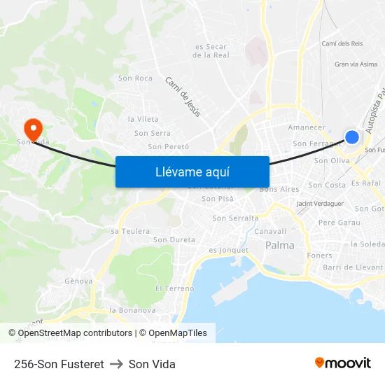 256-Son Fusteret to Son Vida map