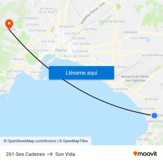 261-Ses Cadenes to Son Vida map
