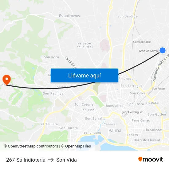 267-Sa Indioteria to Son Vida map