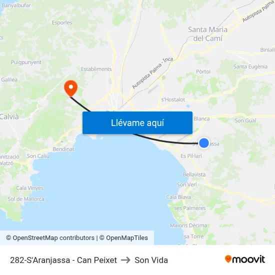 282-S'Aranjassa - Can Peixet to Son Vida map