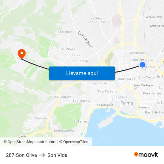 287-Son Oliva to Son Vida map