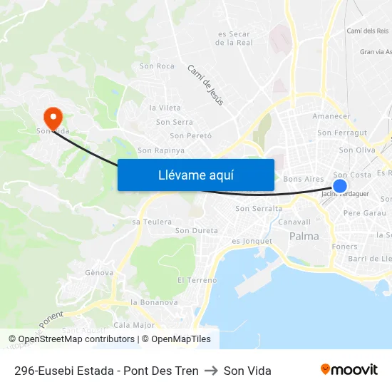 296-Eusebi Estada - Pont Des Tren to Son Vida map