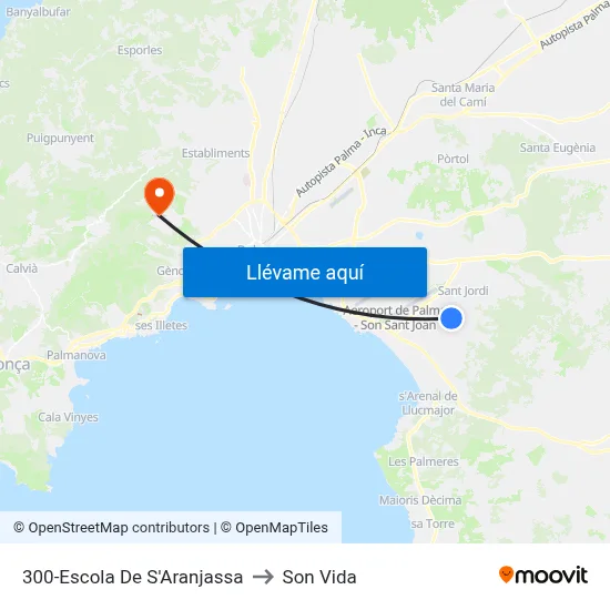 300-Escola De S'Aranjassa to Son Vida map