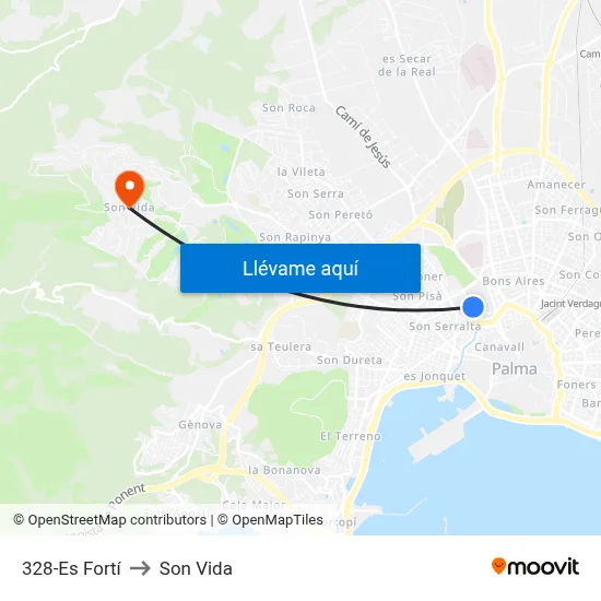 328-Es Fortí to Son Vida map