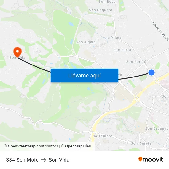 334-Son Moix to Son Vida map