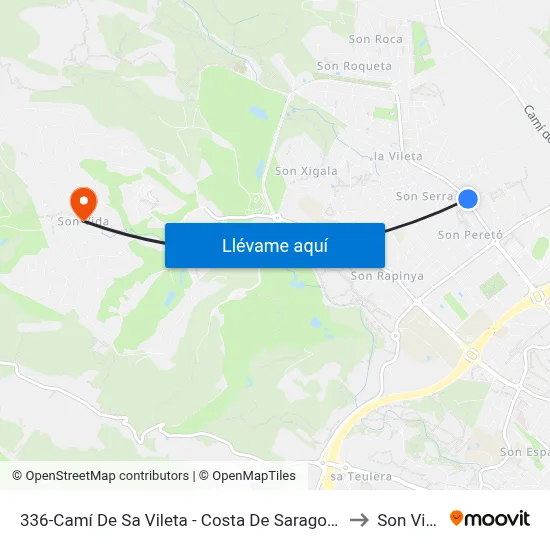 336-Camí De Sa Vileta - Costa De Saragossa to Son Vida map