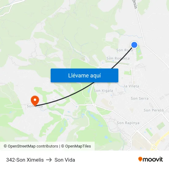342-Son Ximelis to Son Vida map