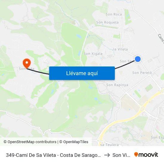 349-Camí De Sa Vileta - Costa De Saragossa to Son Vida map