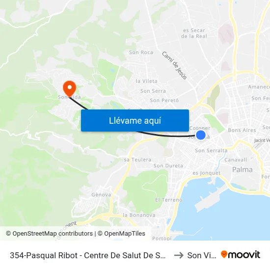 354-Pasqual Ribot - Centre De Salut De Son Pisa to Son Vida map