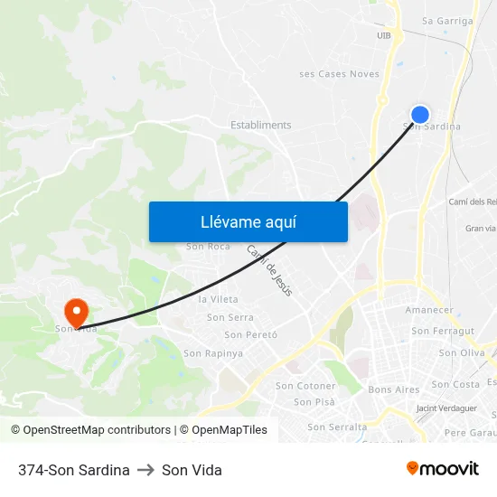 374-Son Sardina to Son Vida map