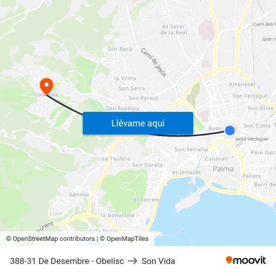 388-31 De Desembre - Obelisc to Son Vida map