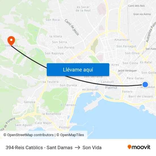 394-Reis Catòlics - Sant Damas to Son Vida map