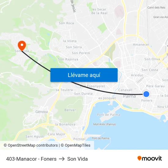 403-Manacor - Foners to Son Vida map