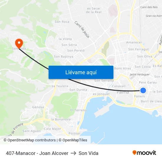 407-Manacor - Joan Alcover to Son Vida map