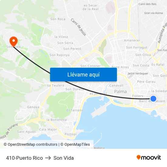 410-Puerto Rico to Son Vida map