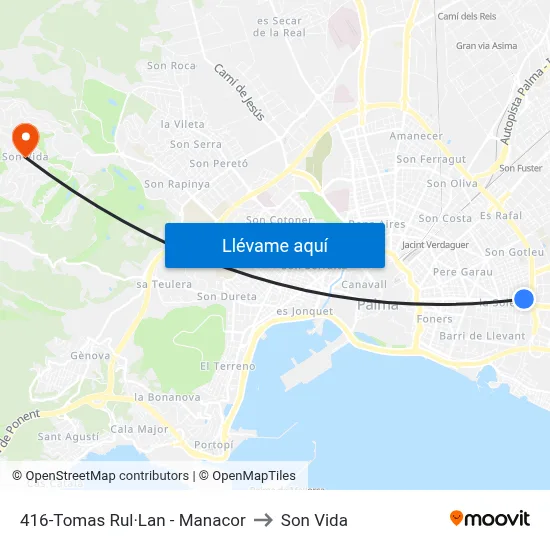 416-Tomas Rul·Lan - Manacor to Son Vida map