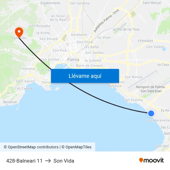 428-Balneari 11 to Son Vida map