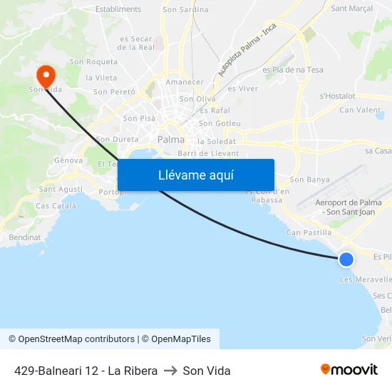 429-Balneari 12 - La Ribera to Son Vida map