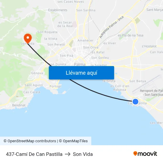 437-Camí De Can Pastilla to Son Vida map