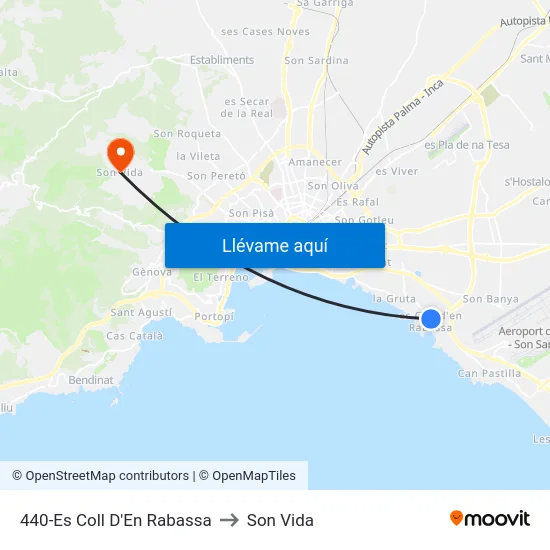 440-Es Coll D'En Rabassa to Son Vida map