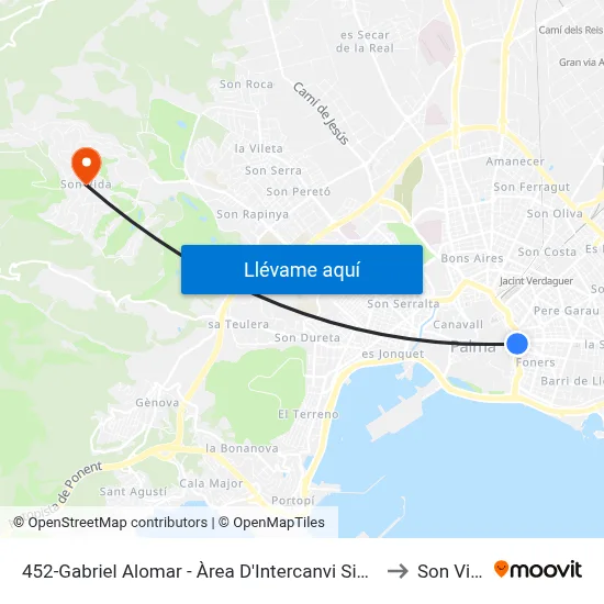 452-Gabriel Alomar - Àrea D'Intercanvi Sindicat to Son Vida map