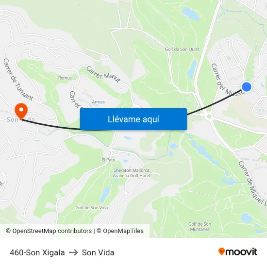 460-Son Xigala to Son Vida map