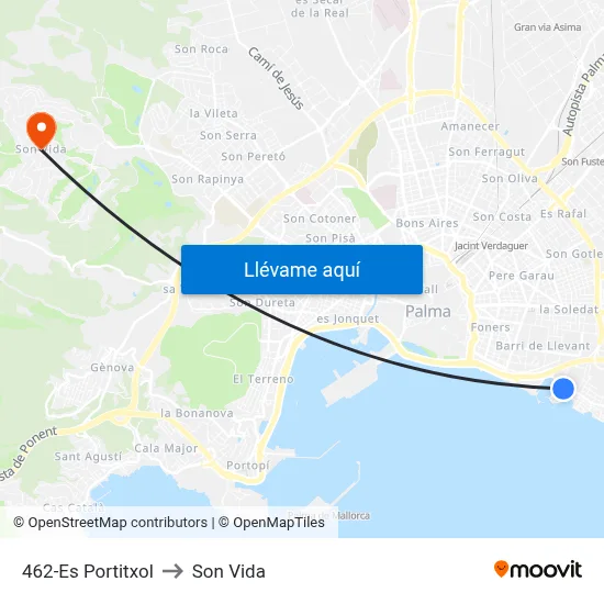 462-Es Portitxol to Son Vida map