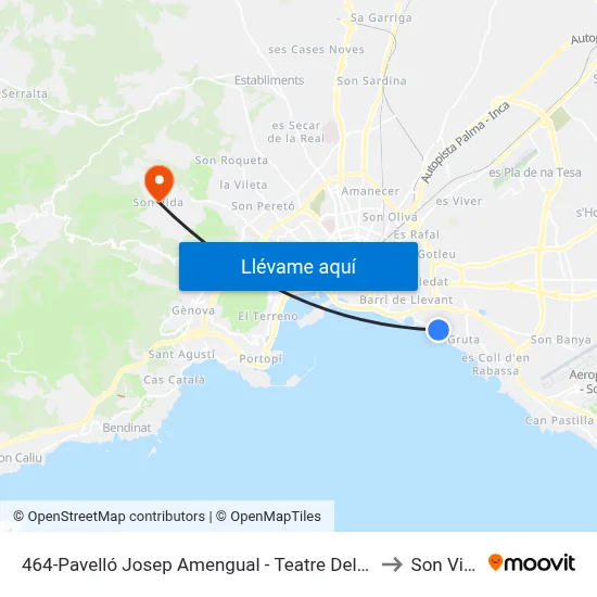 464-Pavelló Josep Amengual - Teatre Del Mar to Son Vida map