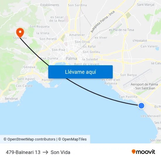 479-Balneari 13 to Son Vida map