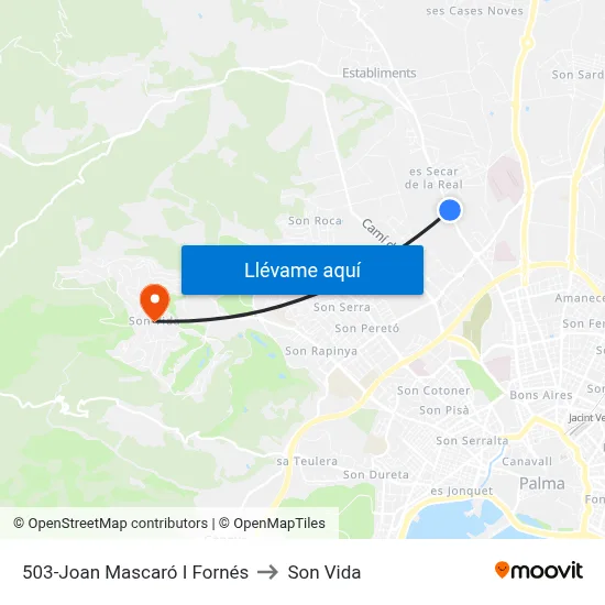 503-Joan Mascaró I Fornés to Son Vida map