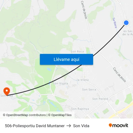 506-Poliesportiu David Muntaner to Son Vida map